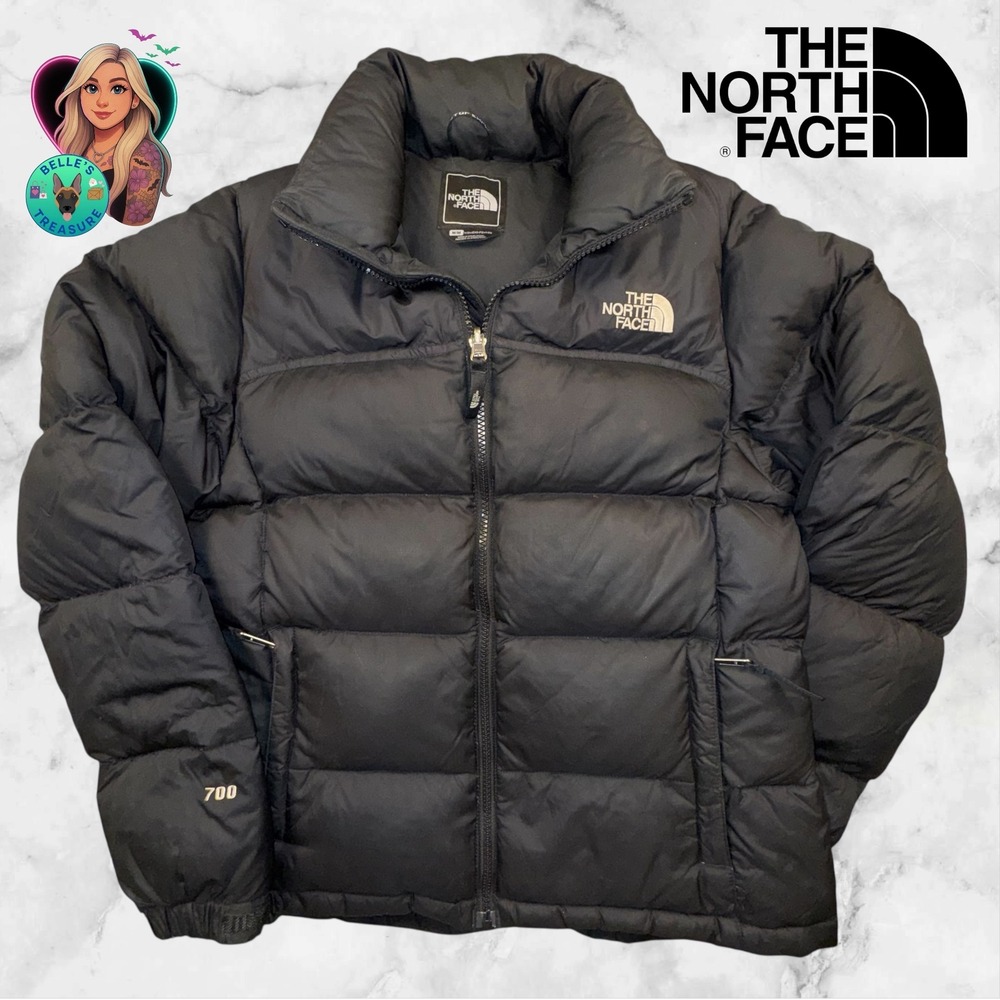 The North Face 1996 Retro Nuptse 700 Down Puffer Jacket Women's M Black Warm Y2K